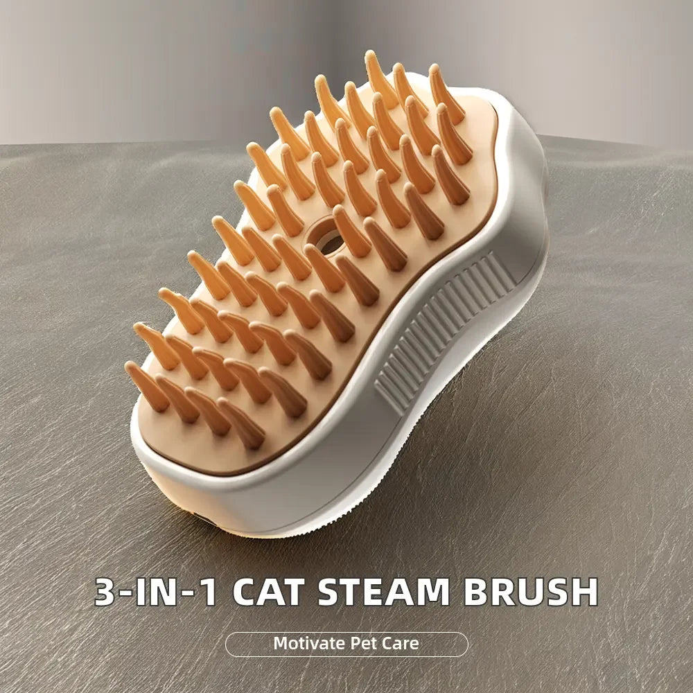Multifunctional Rotating Cat Grooming Steamer Brush Pet Hair Removal Spray Massage Comb 3 In1 Self Cleaning Steam Cat Brush