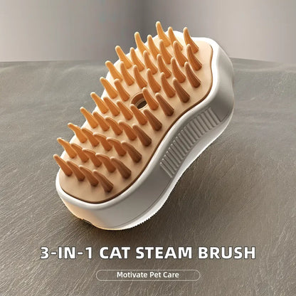 Multifunctional Rotating Cat Grooming Steamer Brush Pet Hair Removal Spray Massage Comb 3 In1 Self Cleaning Steam Cat Brush