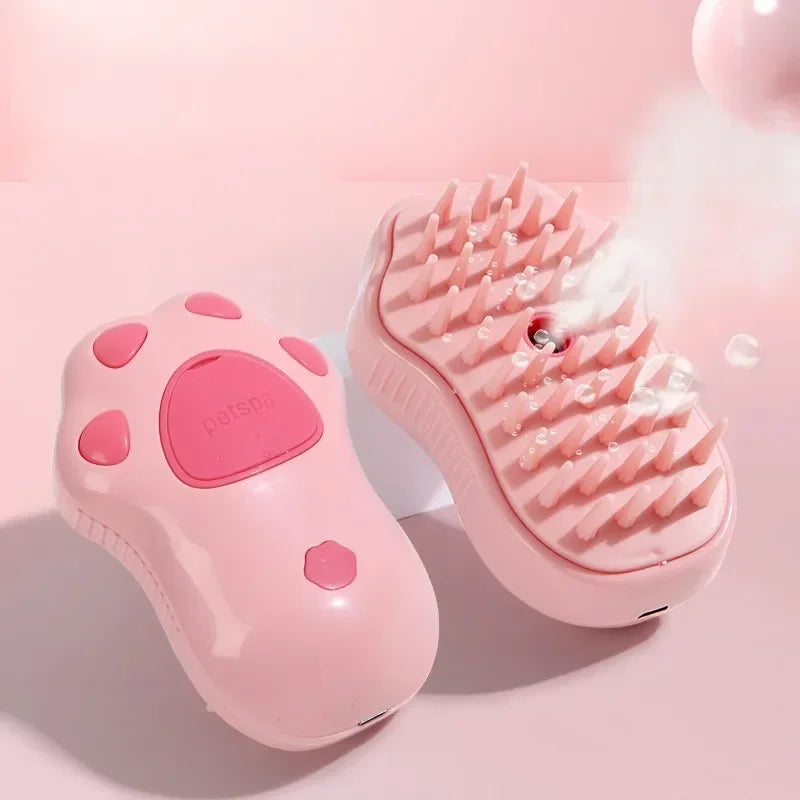 Multifunctional Rotating Cat Grooming Steamer Brush Pet Hair Removal Spray Massage Comb 3 In1 Self Cleaning Steam Cat Brush