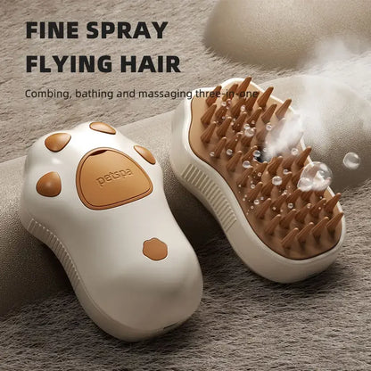 Multifunctional Rotating Cat Grooming Steamer Brush Pet Hair Removal Spray Massage Comb 3 In1 Self Cleaning Steam Cat Brush