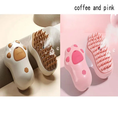 Multifunctional Rotating Cat Grooming Steamer Brush Pet Hair Removal Spray Massage Comb 3 In1 Self Cleaning Steam Cat Brush